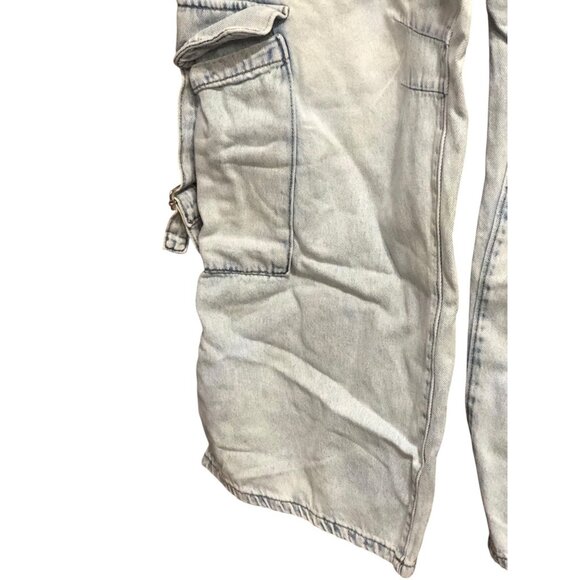 Light Blue Grunge Baggy Multi Pocket Oversize Hardware Carpenter Jeans Sz 15/32W - Picture 12 of 16